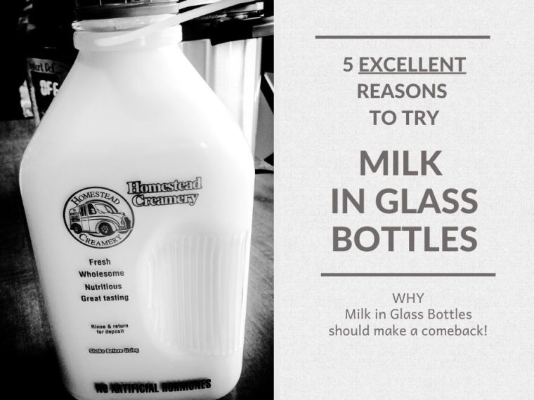 A closeup of milk in a glass bottle